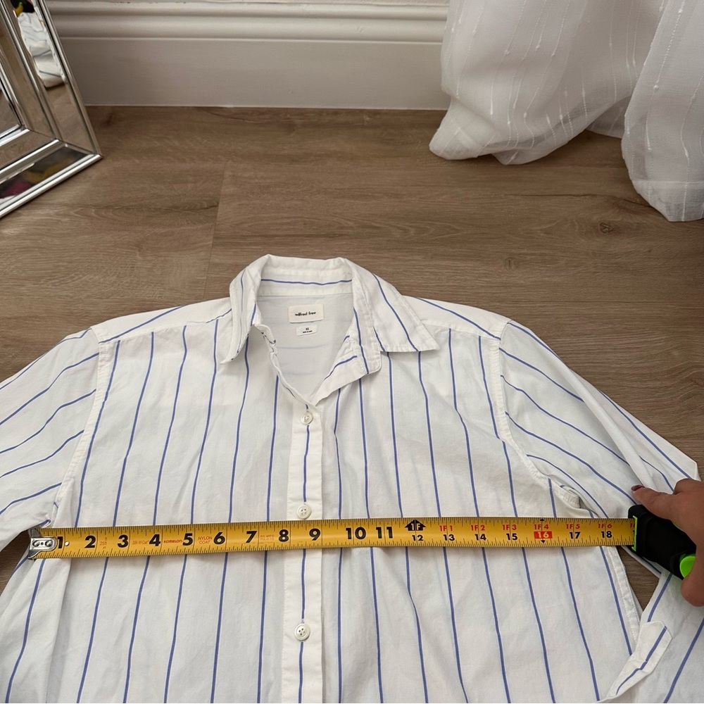 Aritzia Wilfred Free White Striped Button Down shirt - Picture 5 of 7